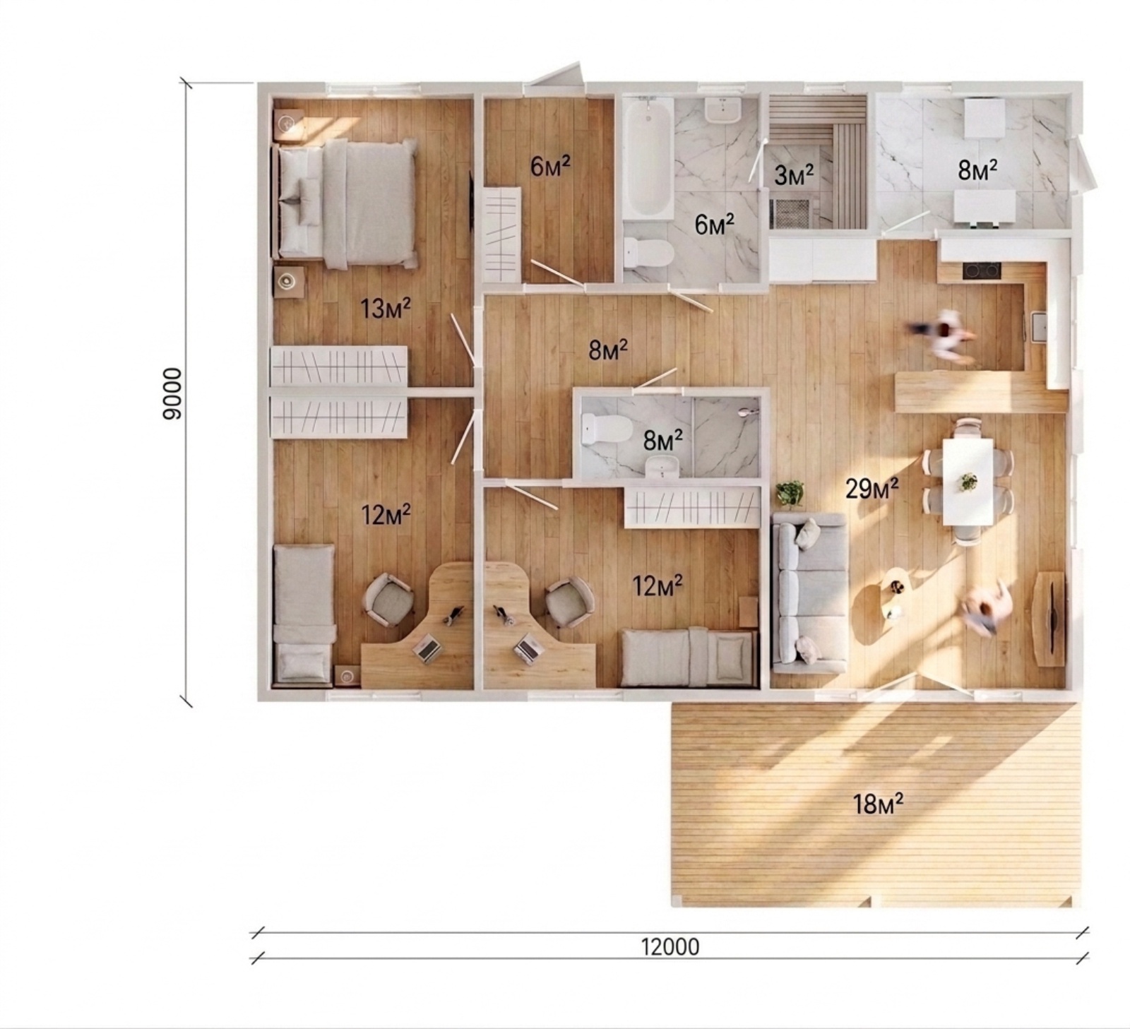 Планировка дома КД-108-1, 108 м²