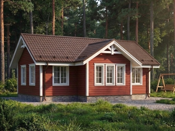 Проект каркасного дома КД-60-6 площадью 60 м² в стиле шведский