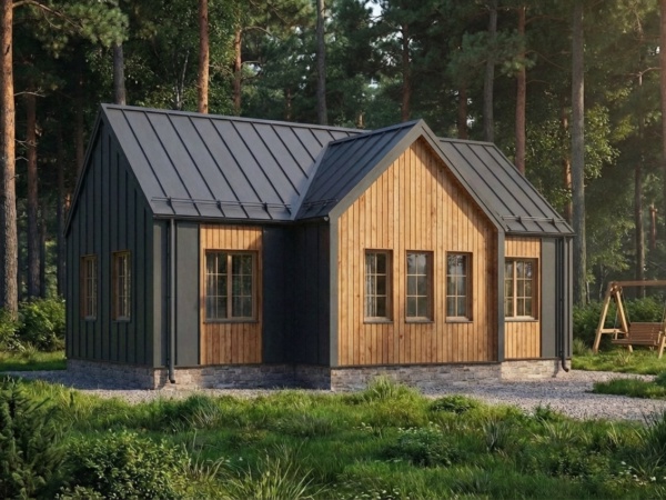 Проект каркасного дома КД-60-2 площадью 60 м² в стиле барнхаус