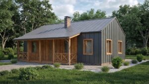 lagom 34 барнхаус проект каркасного дома 10х9 с 3 спальнями