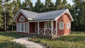 lagom 35 шведский стиль проект каркасного дома 11х9 с 2 спальнями