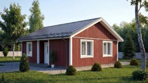 lagom 37 шведский стиль проект каркасного дома 9х8 с 2 спальнями