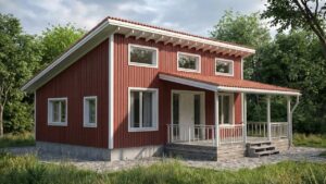 lagom 39 шведский стиль проект каркасного дома 10х10 с 2 спальнями