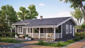 lagom 40 скандинавский стиль проект каркасного дома 12х9 с 3 спальнями