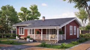 lagom 40 шведский стиль проект каркасного дома 12х9 с 3 спальнями