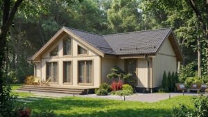 lagom 42 скандинавский стиль проект каркасного дома 15х11 с 2 спальнями