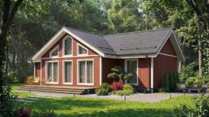 lagom 42 шведский стиль проект каркасного дома 15х11 с 2 спальнями