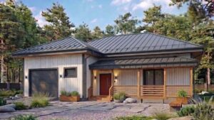 lagom 47 скандинавский стиль проект каркасного дома 17х15 с 3 спальнями