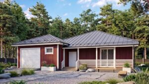 lagom 47 шведский стиль проект каркасного дома 17х15 с 3 спальнями