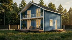 Lagom 9 проект каркасного дома 11х8 с 3 спальнями