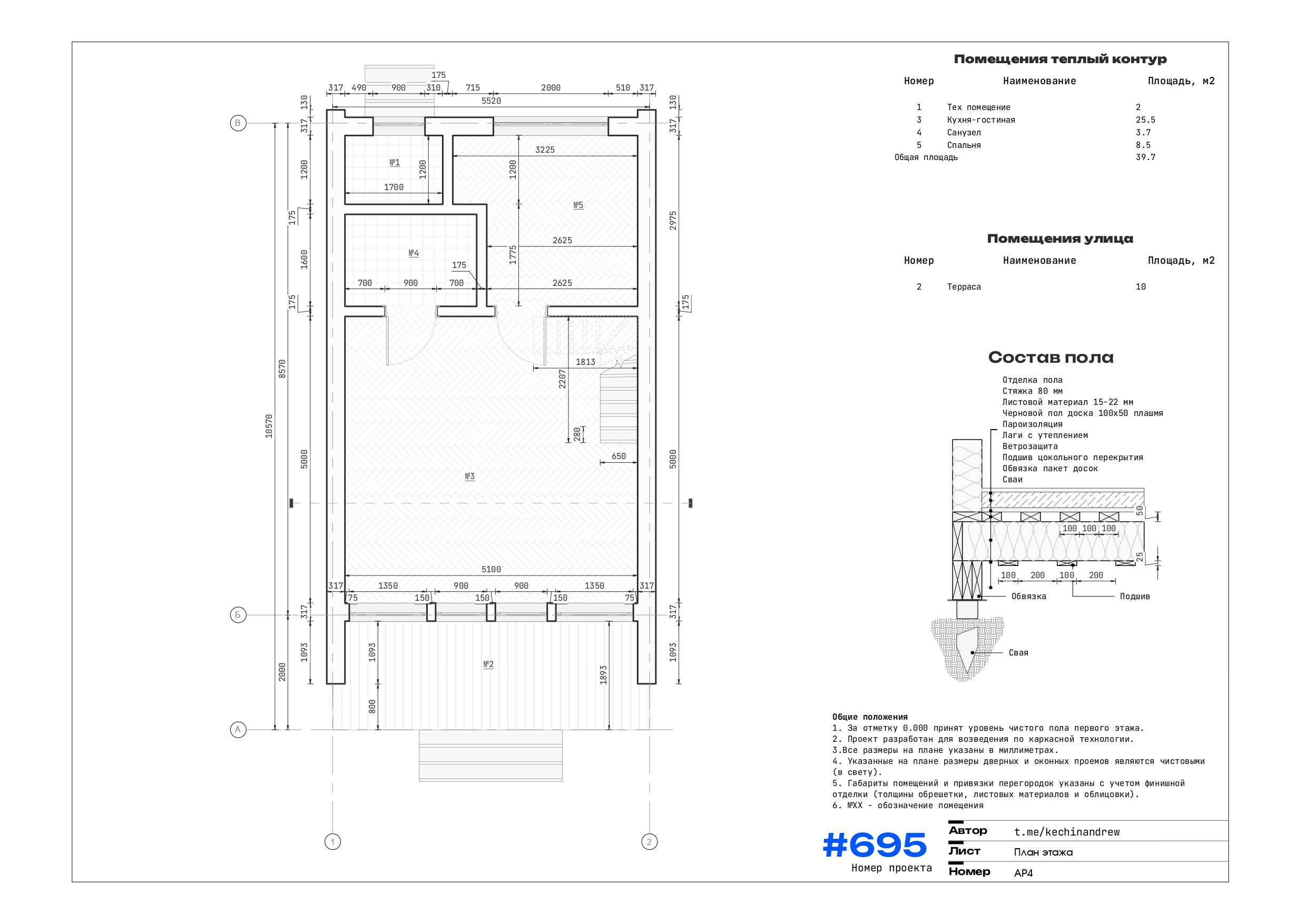 План этажа, ведомость помещений, пирог пола